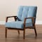 Baxton Studio Asta Mid-Century Blue Velvet Upholstered Walnut Finished Wood Armchair 160-9942 - alternate 4